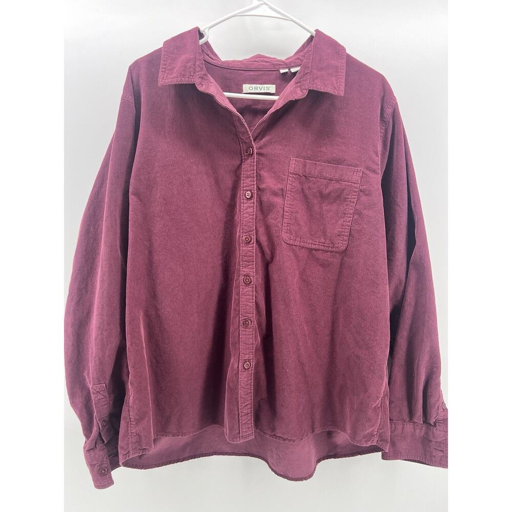 Orvis Mens Shirt Extra Large Burgundy XL Button Corduroy Top Hunting Gorp